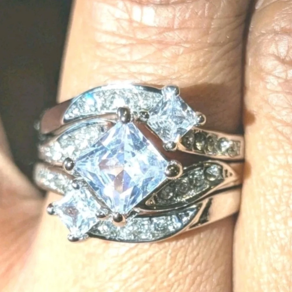 Womens 4ct Intricate Detailed Lab Created Diamond Engagement Ring Set Sz7